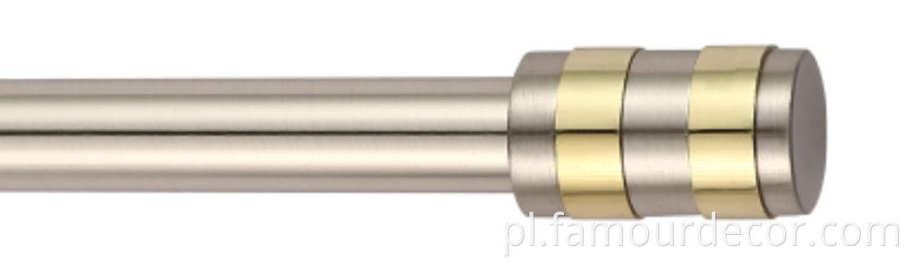 Gold curtain rod with inlaid head